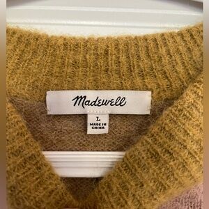 Madewell 1/2 Alpaca wool sweater. Pink and yellow. Measurements in pics